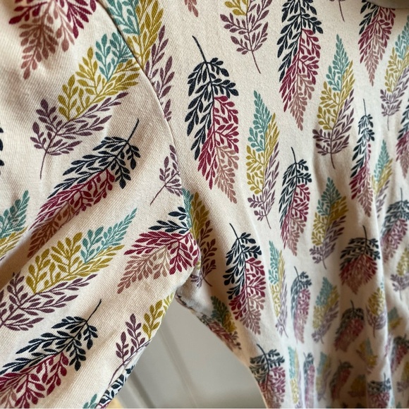 Effie’s Heart Cowl Neck Pima Cotton Tunic Pockets Leaf Pattern Long Shirt Retro - Picture 14 of 14